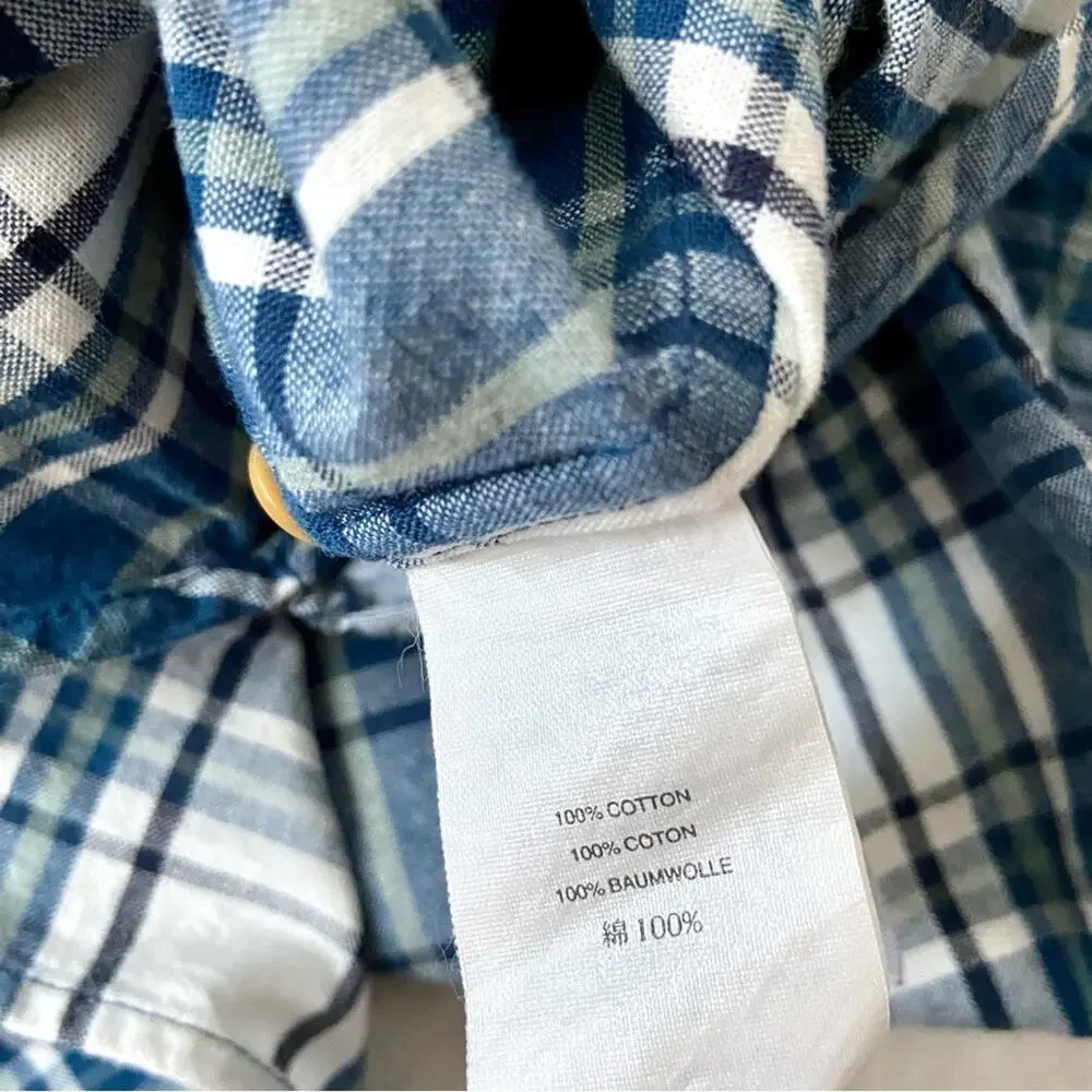 J. Crew Blue And White Plaid Button-Down Shirt Size Large